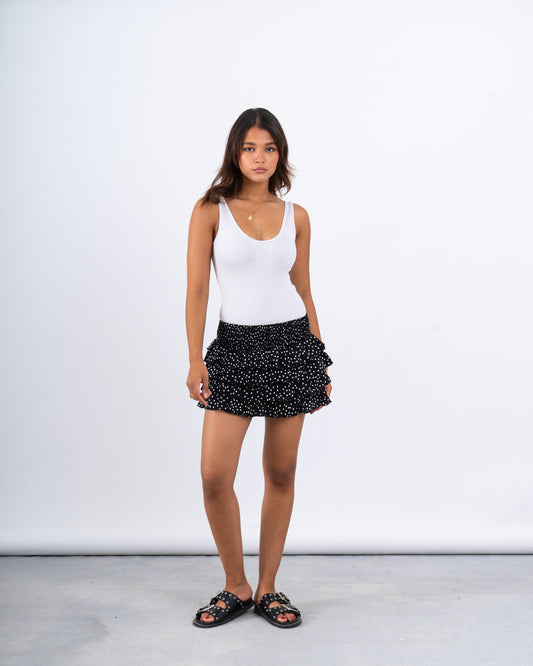 Ruffled Polka Dot Mini Skirt