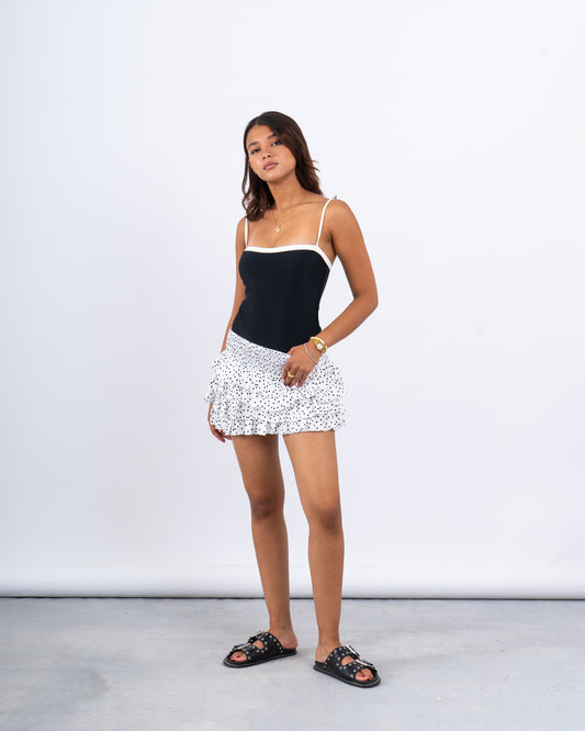 Ruffled Polka Dot Mini Skirt