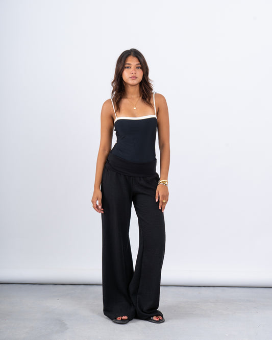 High-Waist Linen Wide-Leg Pants