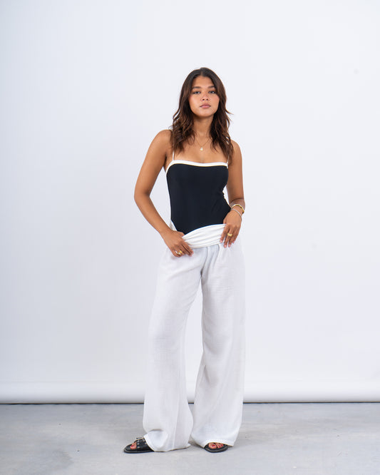 High-Waist Linen Wide-Leg Pants