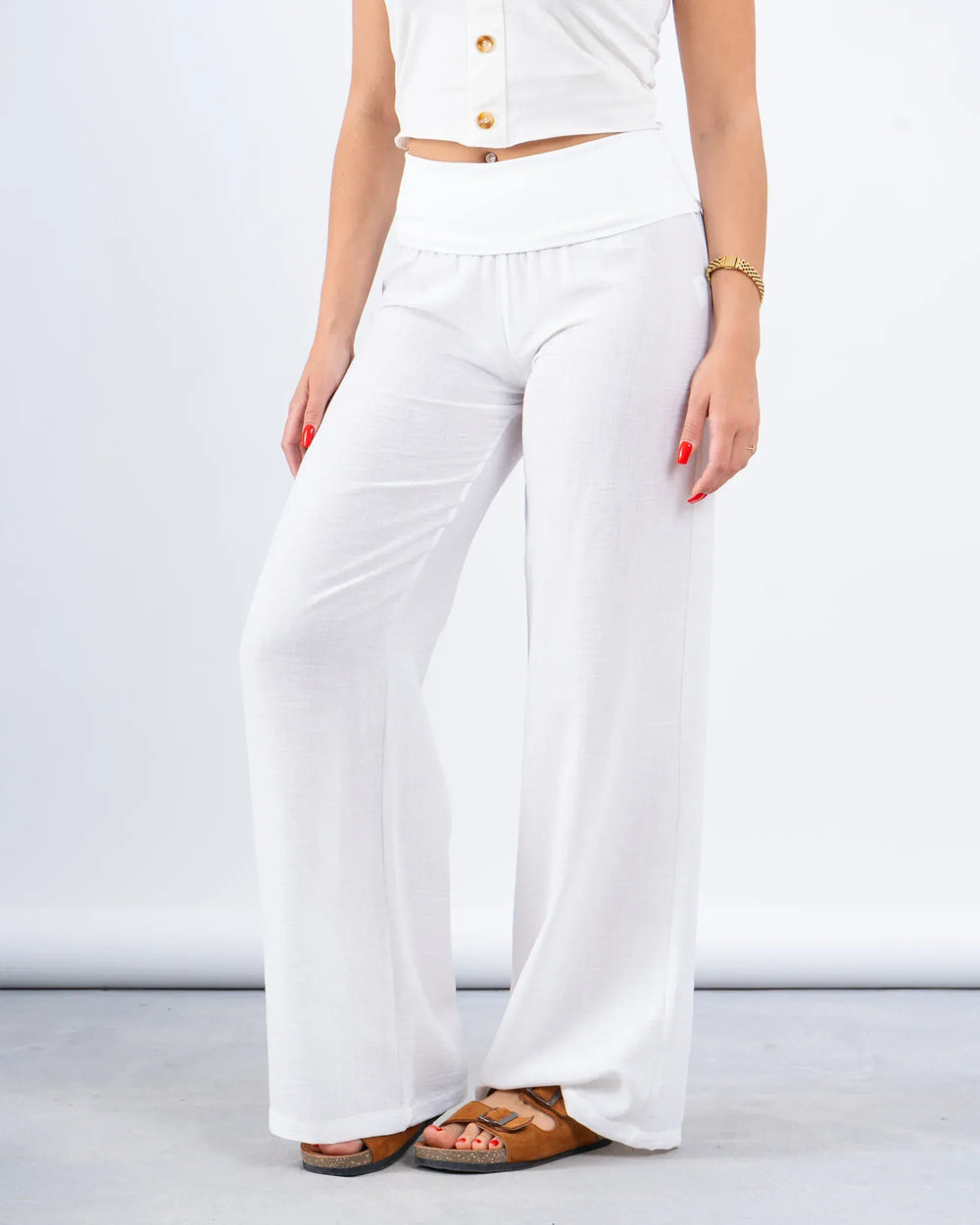 Folded Waist Linen Pants - Venti