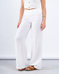 Folded Waist Linen Pants