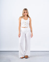 Folded Waist Linen Pants