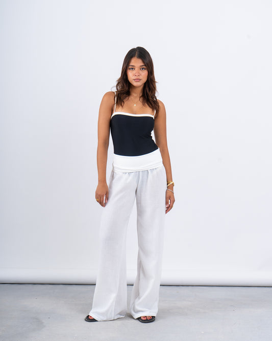 High-Waist Linen Wide-Leg Pants