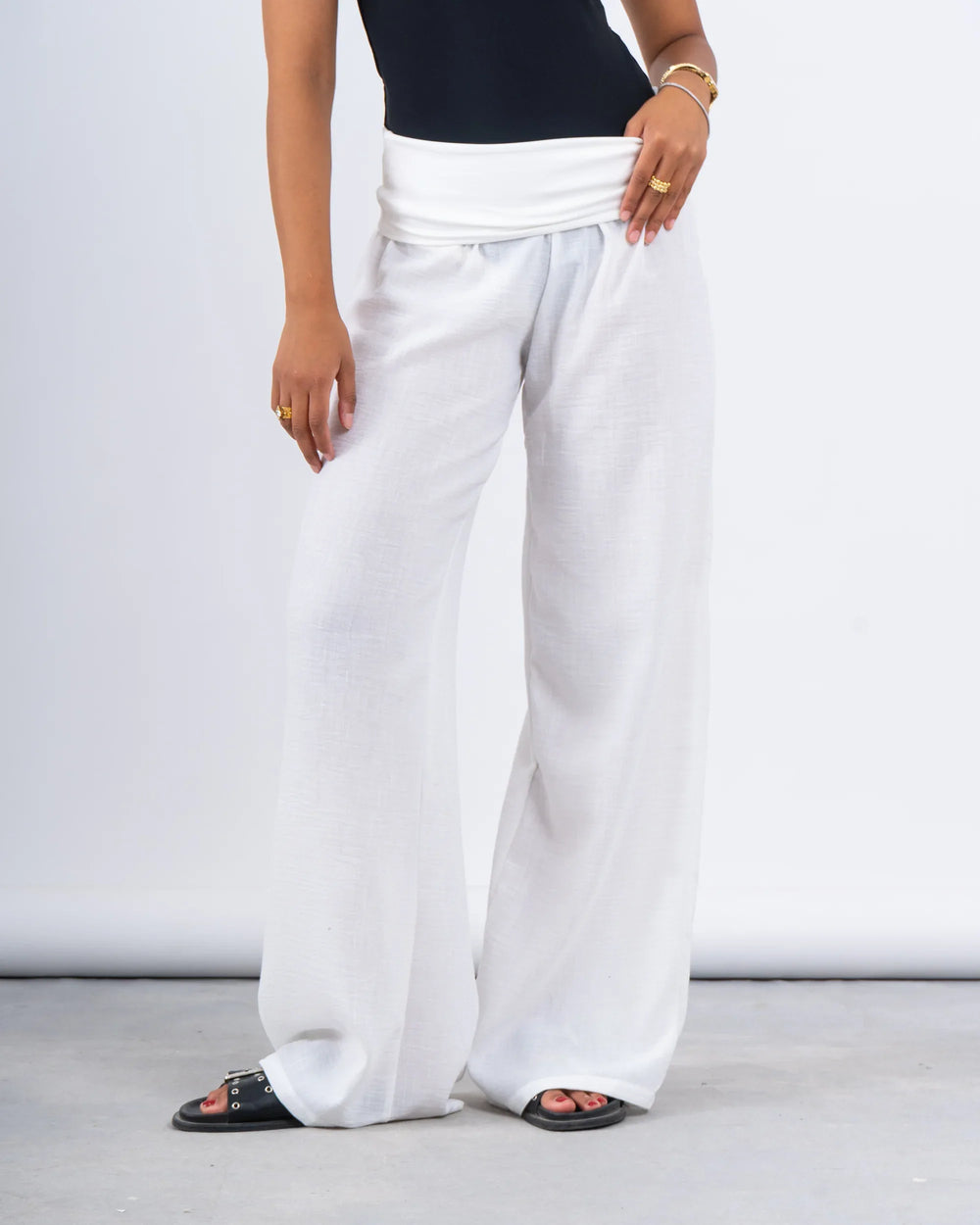 High-Waist Linen Wide-Leg Pants - Venti