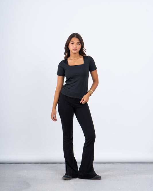 Slim Flared High-Waist Pants
