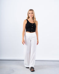 Ribbed Button Crop Tank