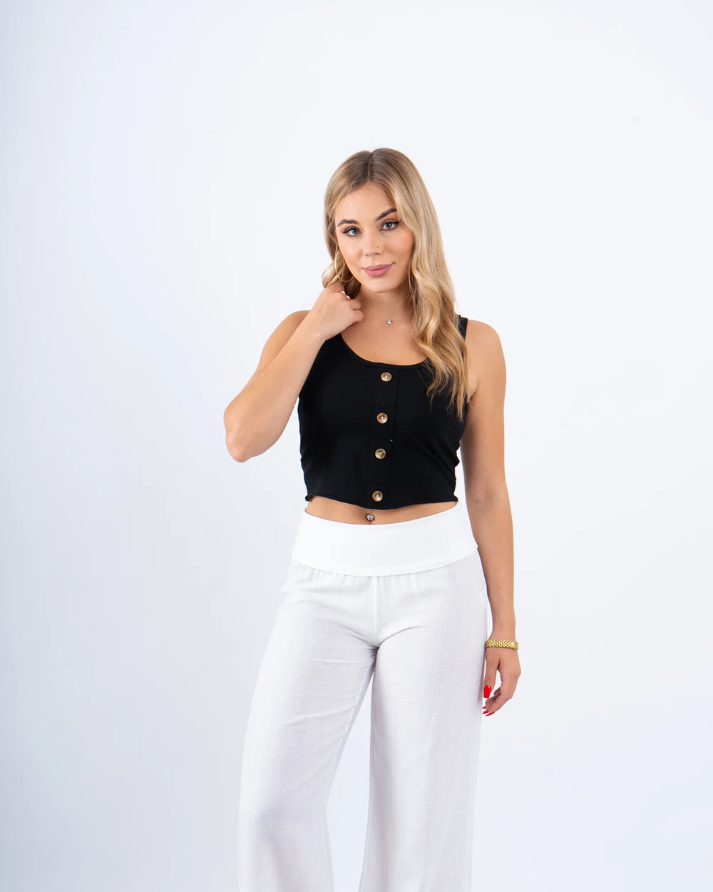 Ribbed Button Crop Tank - Venti