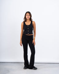 Button-Front Cropped Tank Top