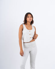 Button-Front Cropped Tank Top