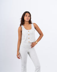 Button-Front Cropped Tank Top