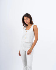 Button-Front Cropped Tank Top - Venti