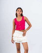 Button-Front Cropped Tank Top - Venti