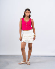 Button-Front Cropped Tank Top