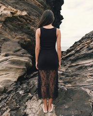 Women ribbed block lace
