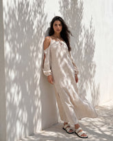 Women Linen sparkled maxi Dress