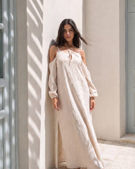 Women Linen sparkled maxi Dress