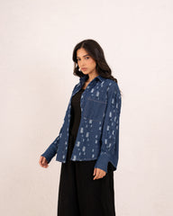 Women denim damaged shirt