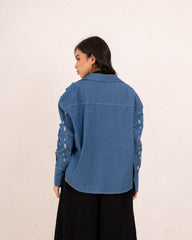 Women denim damaged shirt