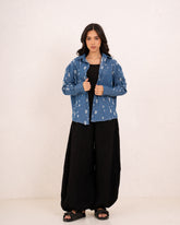 Women denim damaged shirt