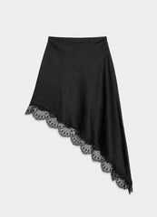Women assymetric lace trim Skirt