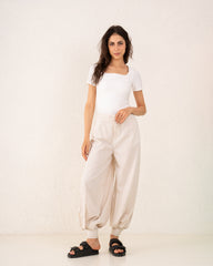 Women pleats cuffed pants