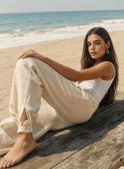Women Pleats Cuffed Pants