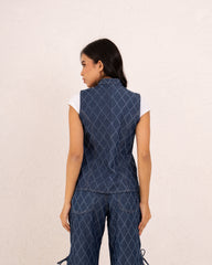 Denim tie up vest