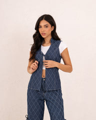 Denim tie up vest