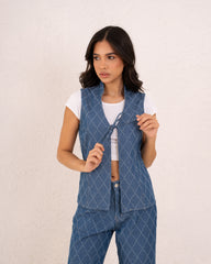 Denim tie up vest