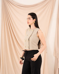 Women Sleeveless Linen Vest