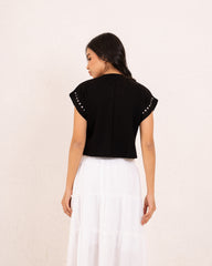 Women studded neckline top