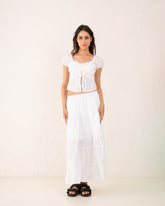 Women tie up gypsy blouse