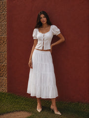Women tie up gypsy blouse
