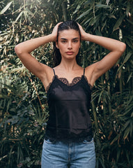 Women silk lace slip top