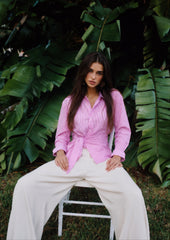 Women’s "Riviera Shimmer" Striped Tie-Front Shirt