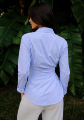 Women’s "Riviera Shimmer" Striped Tie-Front Shirt