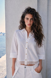 Women shirt with lace trim