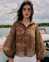 Women paisley print puff