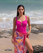Women's Tropic Pink Hardware One-Piece & Hibiscus Sarong Set