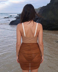 Women's Tri-Tone Cut-Out Monokini with Flower Hardware