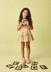 Girl solid dress with accent