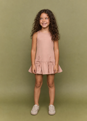 Girl solid dress with accent