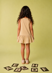 Girl solid dress with accent