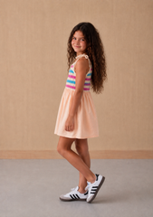 Girl contrast crochet dress