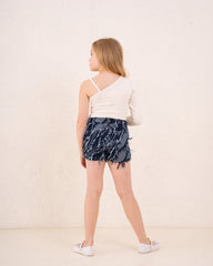 Girl frilled denim skirt