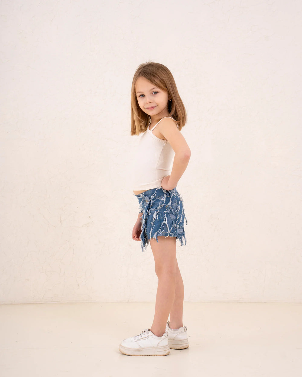Girl Frilled Denim Short - Venti