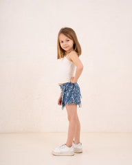 Girl frilled denim skirt