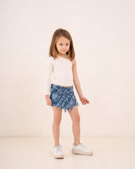 Girl frilled denim skirt
