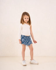 Girl Frilled Denim Short - Venti